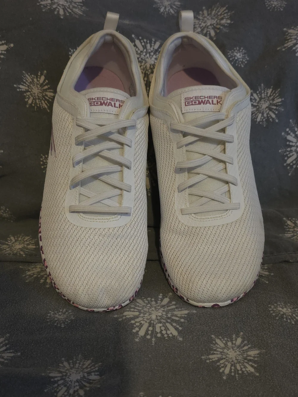 Skechers GOwalk Slip-On Sneakers with Pink Leopard Sole